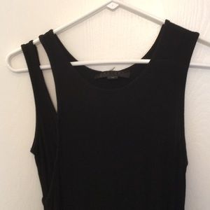 Floor length fitted black dress